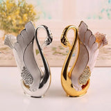 Metal Swan Base Holder with 6pcs Coffee Dessert Tea Spoon Set