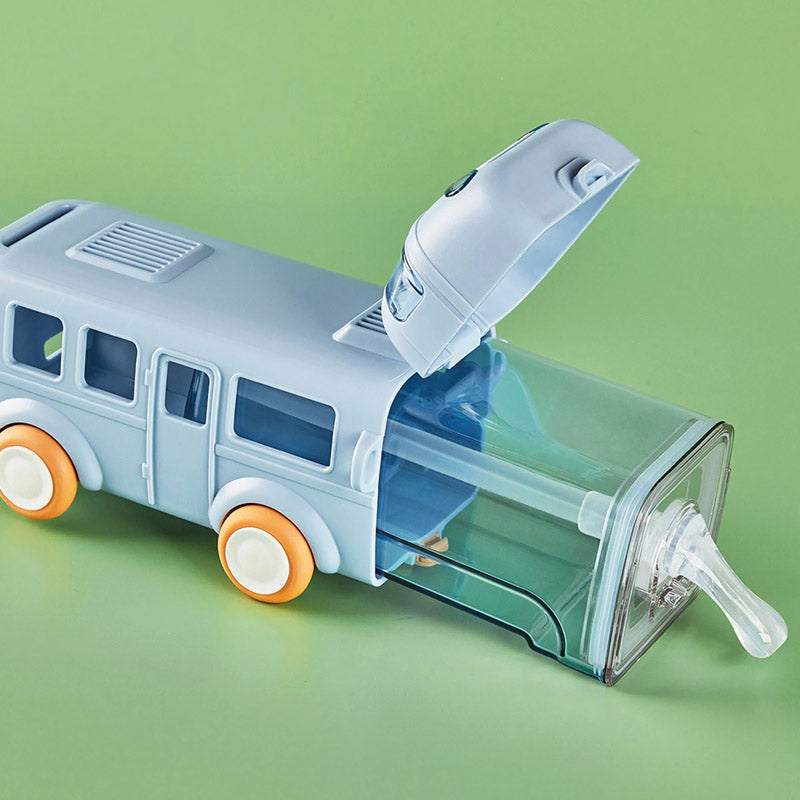 500ml Bus-Shaped Water Bottle with straw for Kids & Outdoor Sports