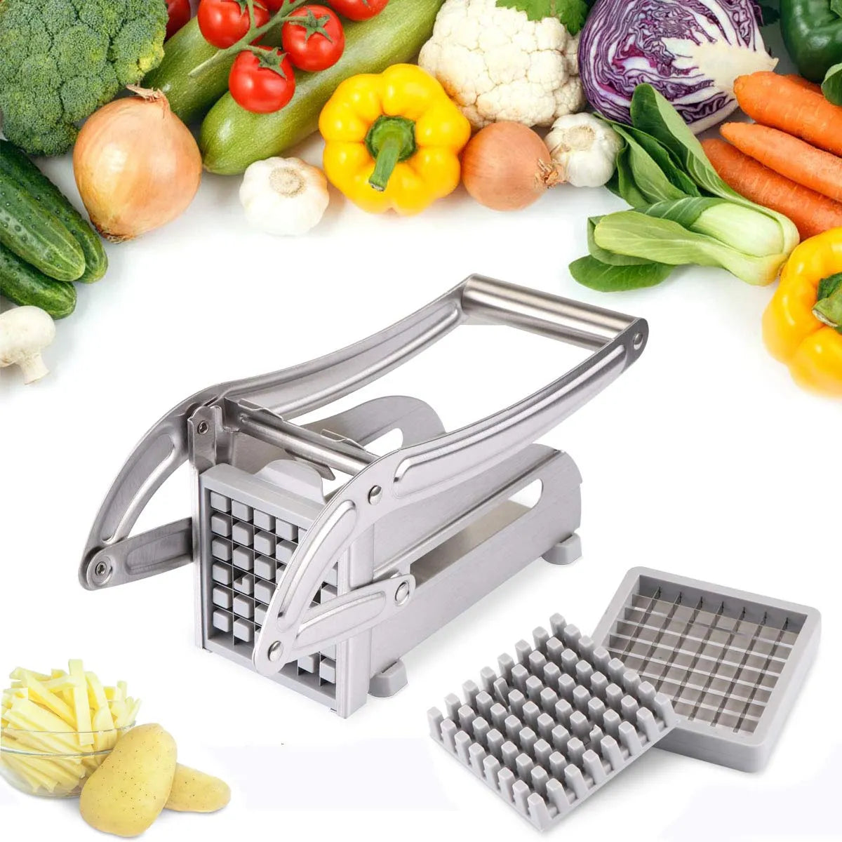 Stainless Steel French Fries Cutter Machine, Potato chipper, Slicer Cutter