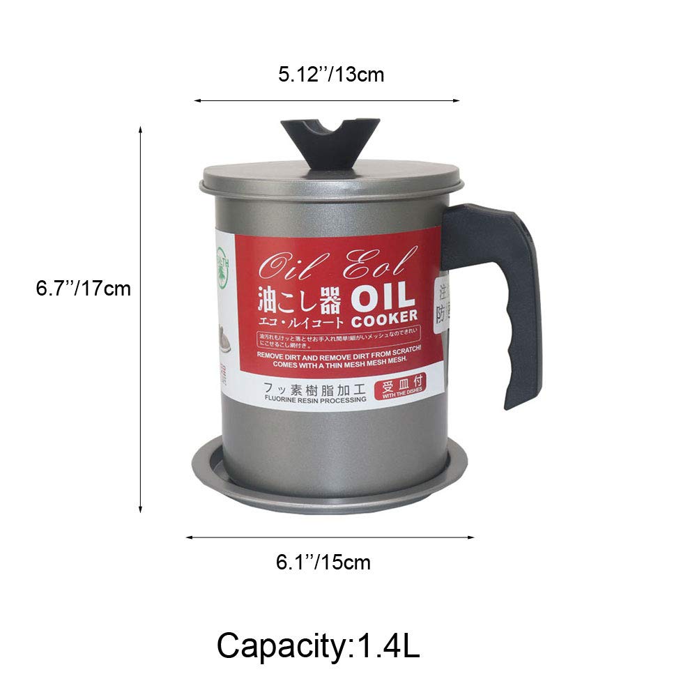 Kitchen Oil Storage Container Pot with Mesh Strainer 1.7 L