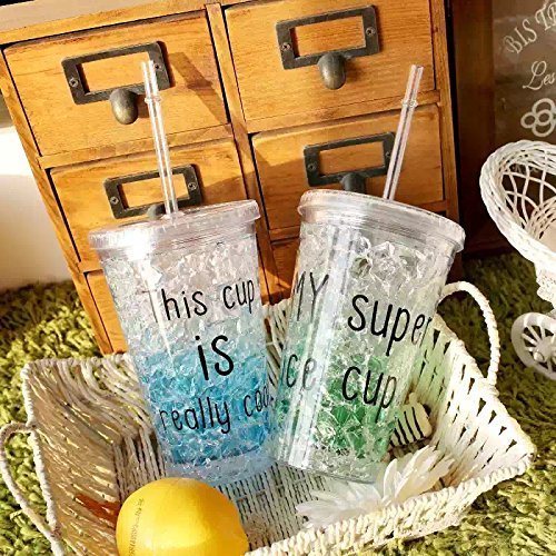 Acrylic Frosty Mason Jar Freezing Gel with Straw 450 ML