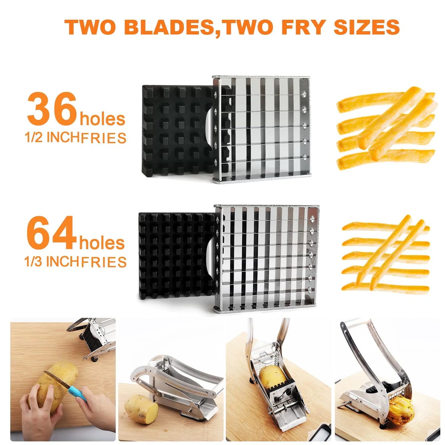 Stainless Steel French Fries Cutter Machine, Potato chipper, Slicer Cutter
