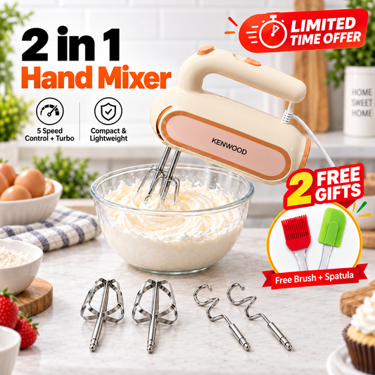 2 in 1 Kenwood Electric Hand Mixer – Egg Beater machine with 5 Speed Settings