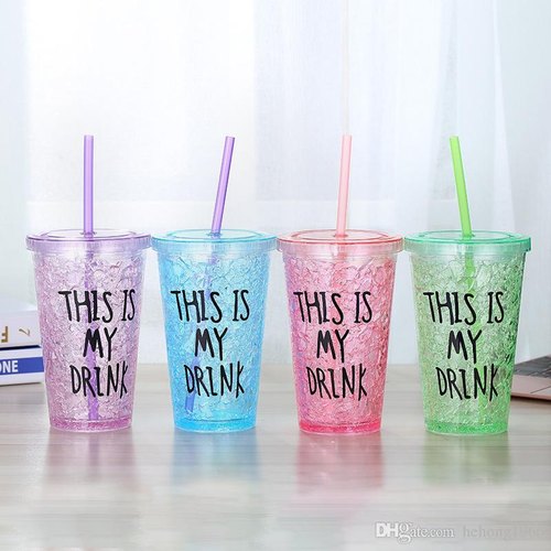 Acrylic Frosty Mason Jar Freezing Gel with Straw 450 ML