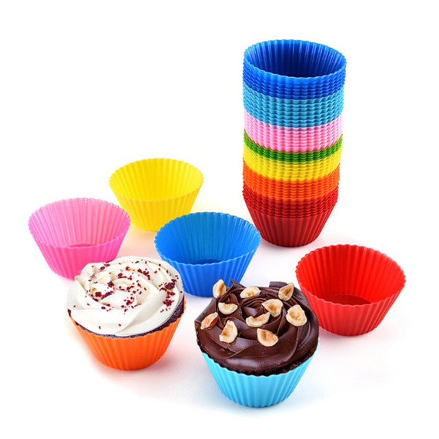 06 Pcs Reuseable Multicolor Silicone Baking Muffin Cupcake Moulds