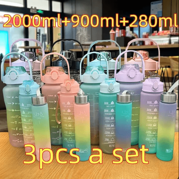 3 Pcs Gradient Sports Water Bottle Set