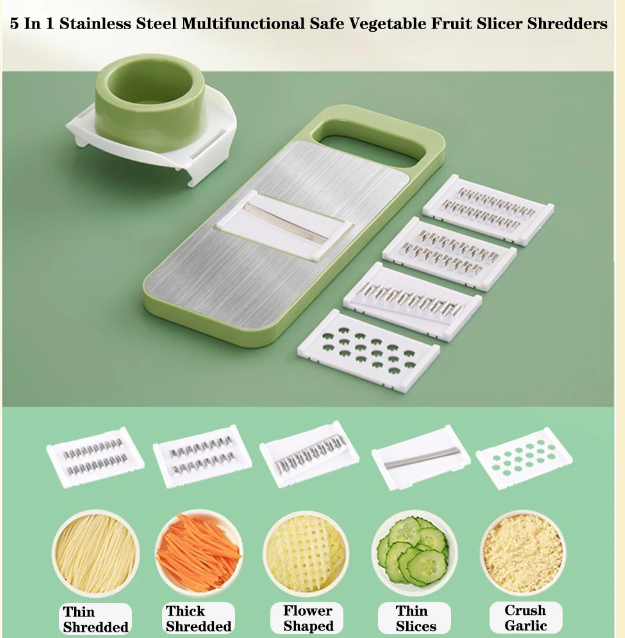 Manual 5-in-1 High-Quality Vegetable & Fruit Slicer cutter With Five Changeable Blades