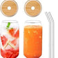 Drinking Glass with Bamboo Lids and Glass Straw - 540ml