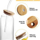 Drinking Glass with Bamboo Lids and Glass Straw - 540ml