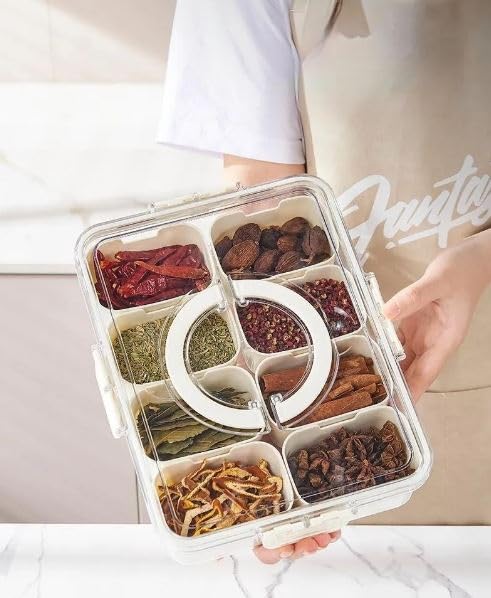 Dried Fruit Tray with Lid 4/6/8 Compartments Plastic Vegetable Snack Box Fruit Nut Candy Cracker Vegetable Storage Box