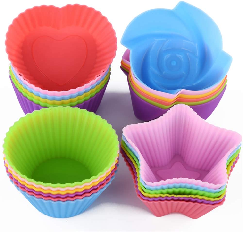 06 Pcs Reuseable Multicolor Silicone Baking Muffin Cupcake Moulds