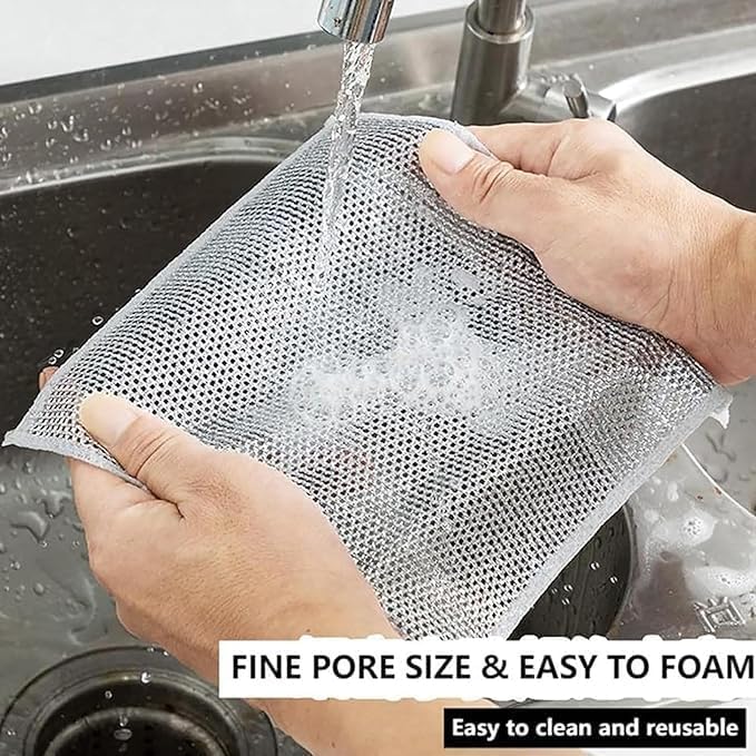 Double Layer Multifunctional Non-Scratch Wire Dishcloth, Steel Wire Dish Towel