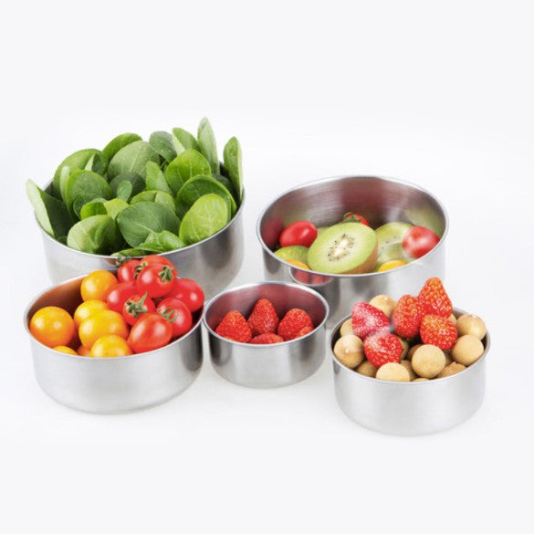 5 Pcs Stainless Steel Bowl with Lid Food Storage Mixing Bowls