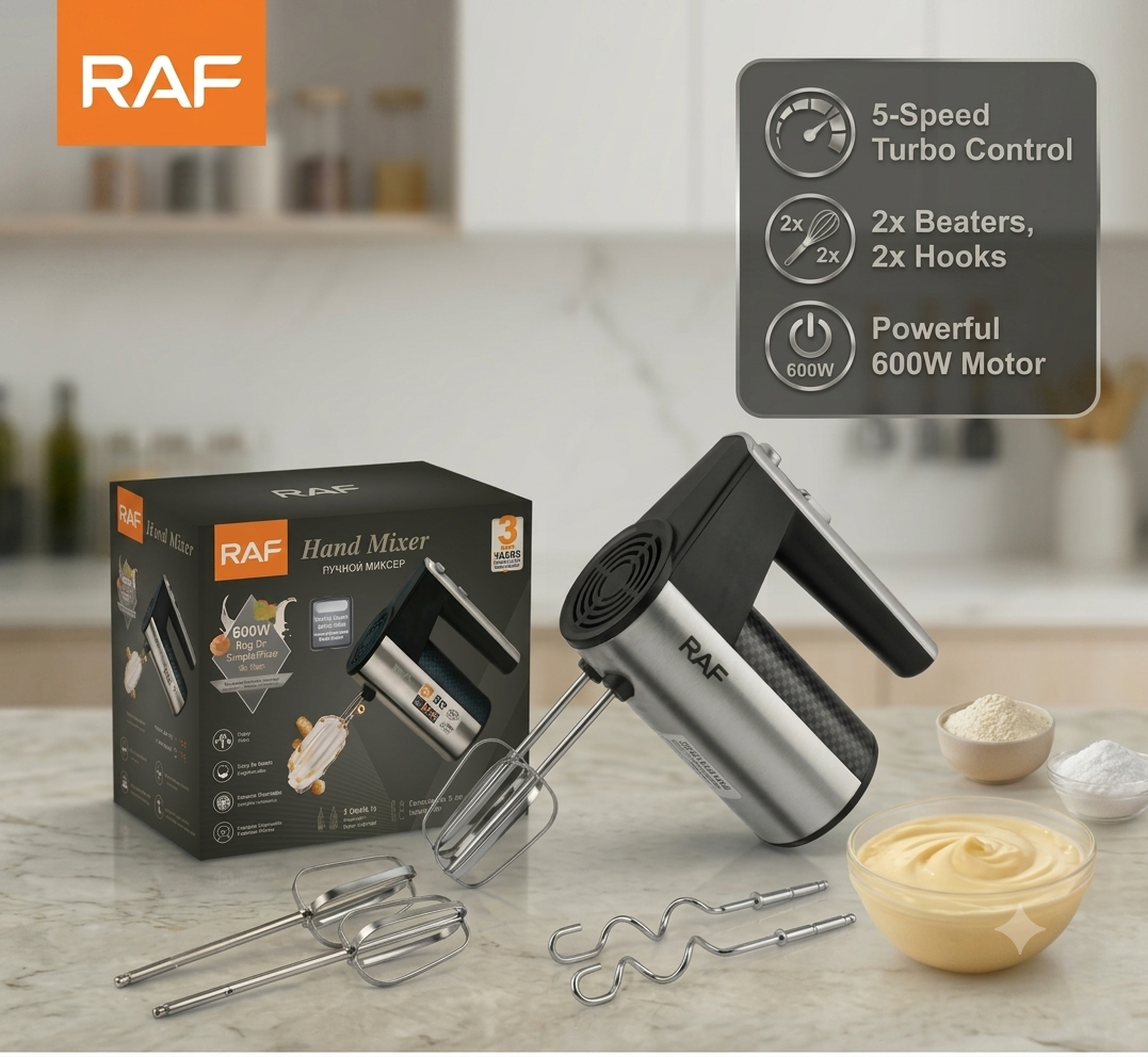 Electric Hand Mixer 600W – 2 in 1 Electric Egg Beater & Dough Mixer for Kitchen
