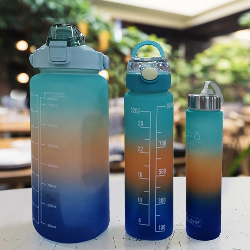 3 Pcs Gradient Sports Water Bottle Set