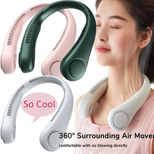 New Portable Neck Fan,Foldable Hands Free Bladeless Neck Fan, Wearable Cooling Neck Fan Perfect for Travel, Sports