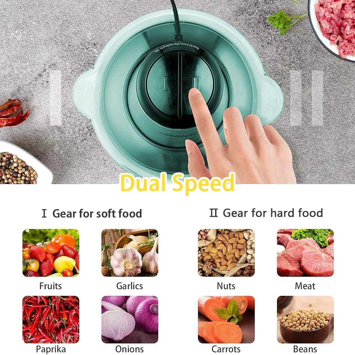 2L/3L Meat & Vegetable Electric Chopper 2 Speed Food Processor